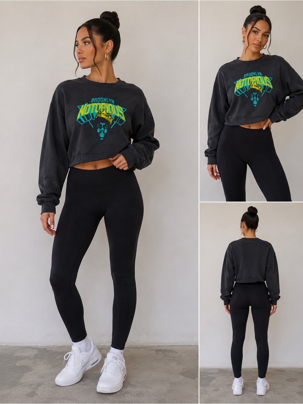 Brooklyn Notorious Biggie Smalls Cropped Graphic Crewneck Sweatshirt Women’s M